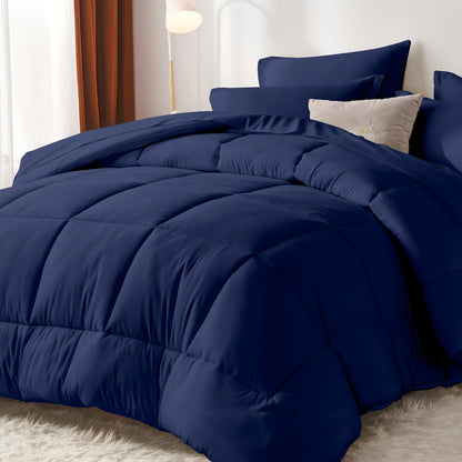 Checkered Microfiber Bed-in-a-Bag Comforter Set with Coordinated Sheets, 16 Color or Code Options and Four Sizes
