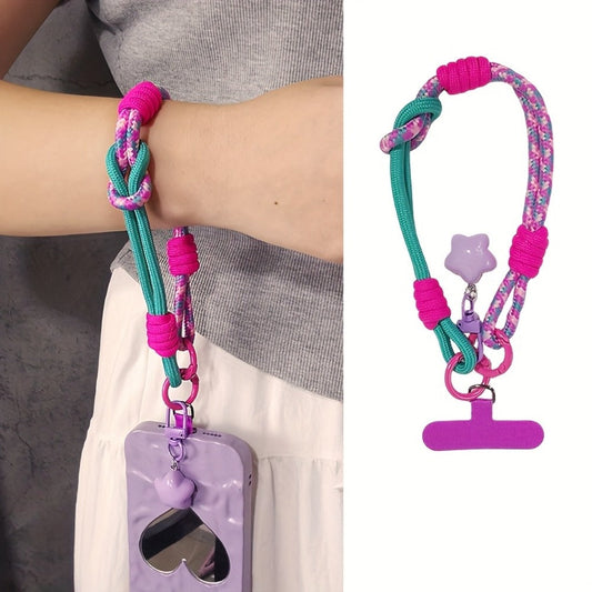 Nylon Phone Lanyard with Star Pendant Dual-Use Crossbody & Wrist Strap Adjustable Durable Neck Strap – 6 Colors for Outdoor Hiking Travel