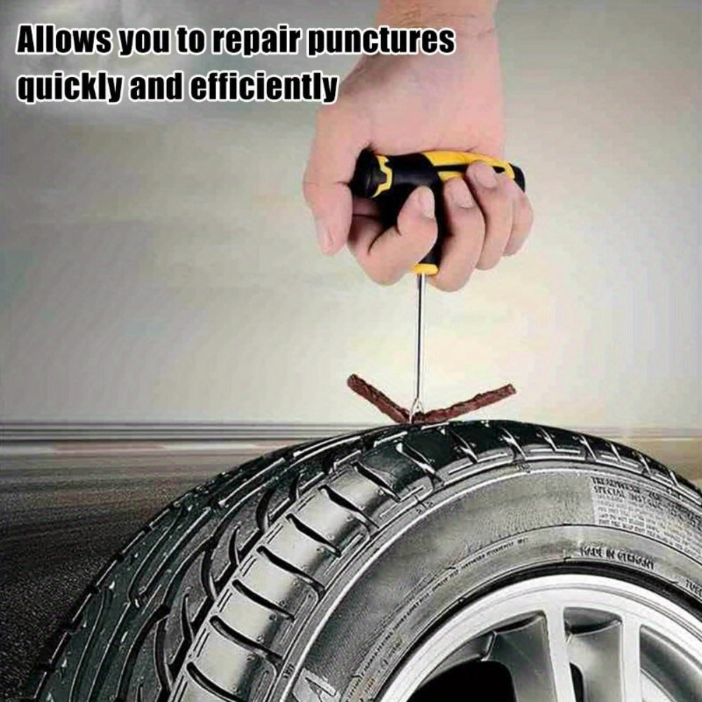 Tire Repair Kit 42pcs – Car Tubeless Tire Plug Kit with Emergency Tools, Patches & Sealant for Quick Flat Tire Fix on Cars Trucks SUVs