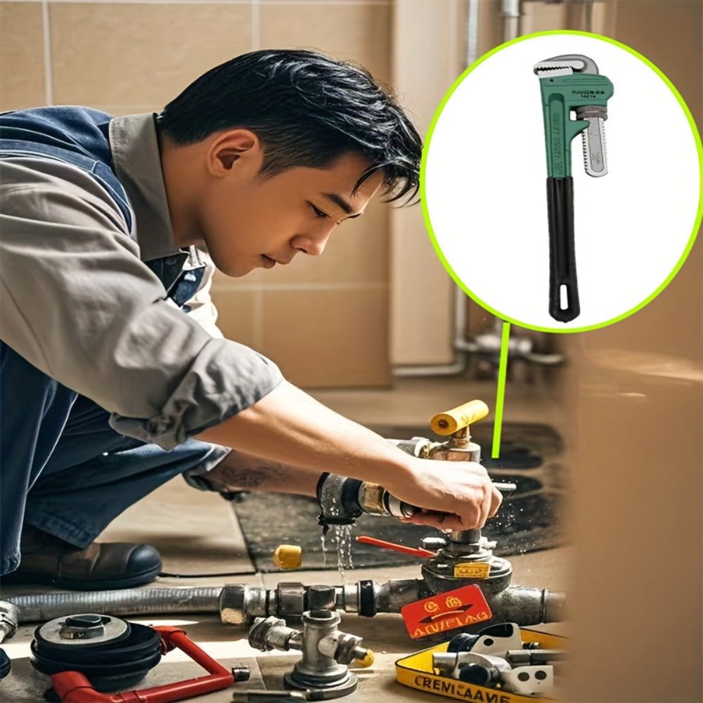 Pipe Wrench Professional Heavy Duty – 8", 12" & 18" CR-V Alloy Steel Plumbing Wrench, Non-Slip Ergonomic Handle, 1500 lbs Torque