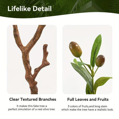 Artificial Olive Tree with Potted Trunk in 5, 6 or 7 Foot Heights and Single or Two-Piece Packs