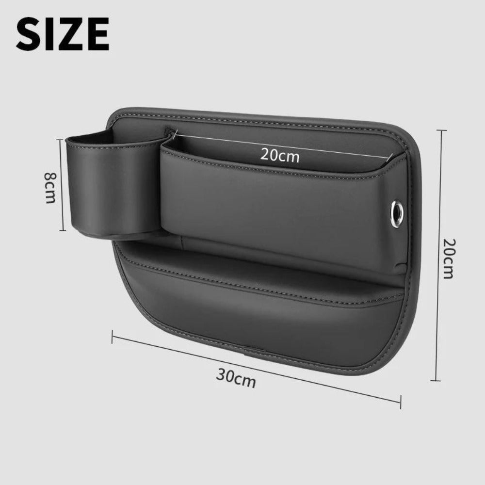 Seat-Gap Car Organizer with Cup Recess and Phone Storage in Four Color Pairs or Left-Side Black Pack