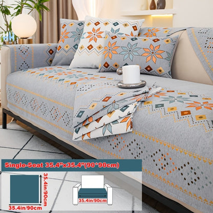 Sofa Cover Bohemian Chenille Jacquard Knit Sections for Seat, Armrest or Backrest with Model-Specific Size and Color Options