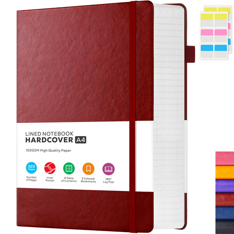 A4 Hardcover Lined Journal Notebook 320 Pages, Faux Leather College Ruled Notebook with 100GSM Thick Pages