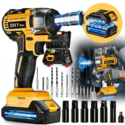 Cordless Impact Wrench 1/2 Inch Brushless, 450N.m 259Ft-lbs High Torque Impact Gun, 3300RPM Variable Speed