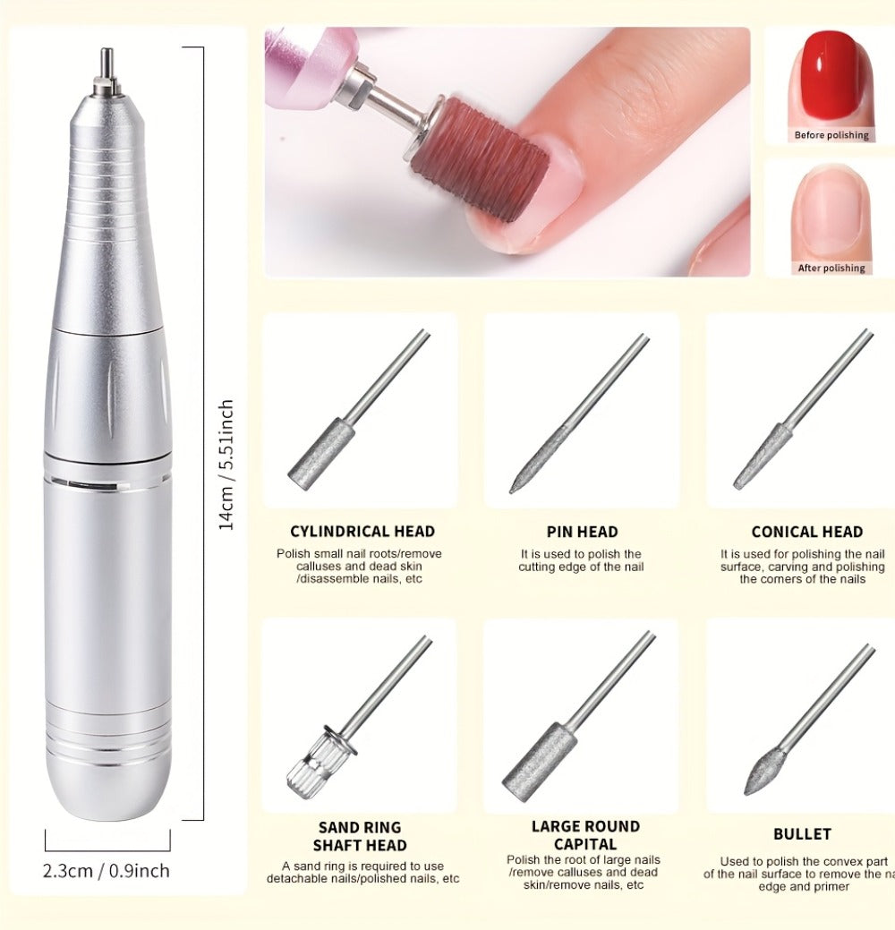 Electric Nail Drill 45000 RPM Rechargeable Kit with LCD Display and White or Golden Color Options