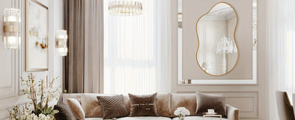 Irregular Asymmetrical Wall Mirror with Gold Frame in 20 x 36, 24 x 36 or 26 x 46 Inch Sizes