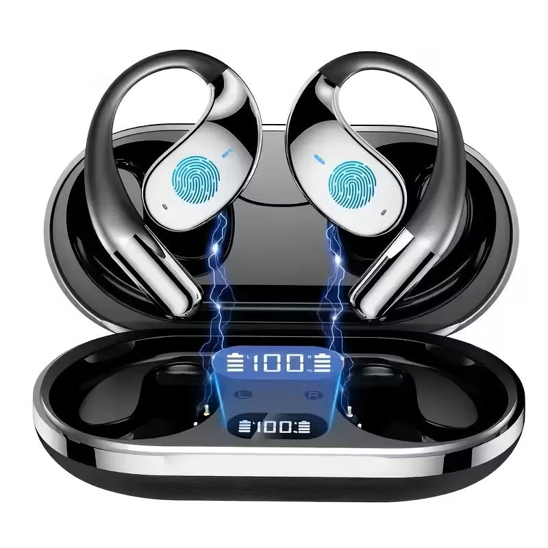 Bone Conduction Headphones Bluetooth 5.4 Open Ear Sport Earbuds 80H Battery LED Display Stereo for an Everyday Personal Care Routine