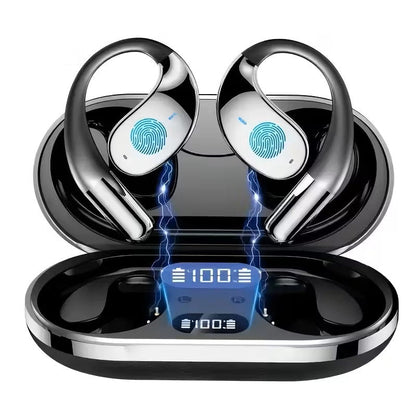 Bone Conduction Headphones Bluetooth 5.4 Open Ear Sport Earbuds 80H Battery LED Display Stereo for an Everyday Personal Care Routine