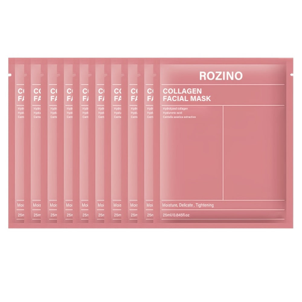 Bio-Collagen Hydrogel Sheet Mask Set 10 Pcs, Korean Beauty Face Mask with Aloe Vera, Intense Hydration