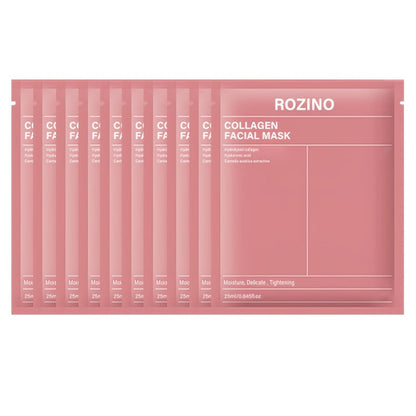 Bio-Collagen Hydrogel Sheet Mask Set 10 Pcs, Korean Beauty Face Mask with Aloe Vera, Intense Hydration