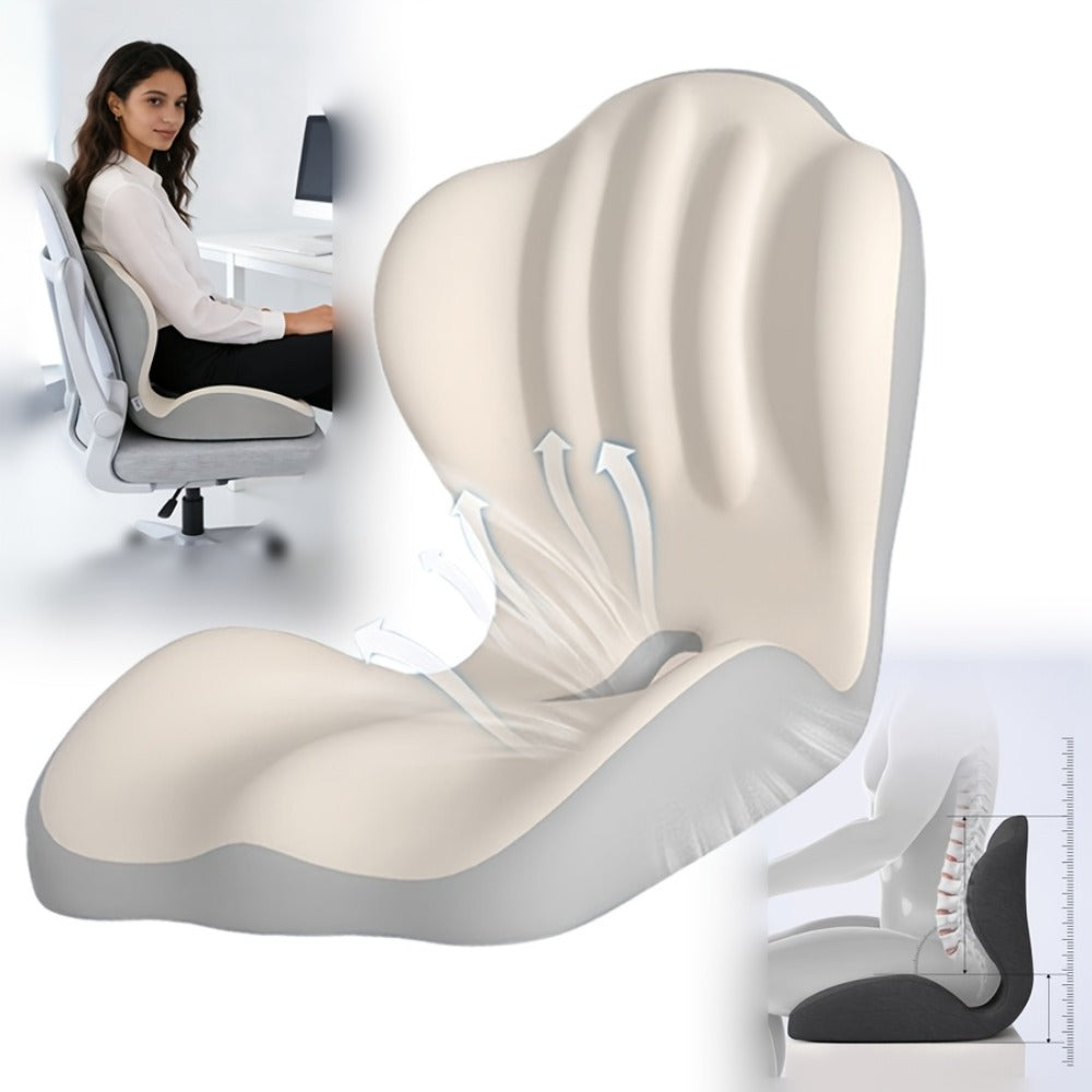 Hip & Lumbar Support Seat Cushion Ergonomic Memory Foam – Breathable High-Density Back Support Pillow for Office Chair