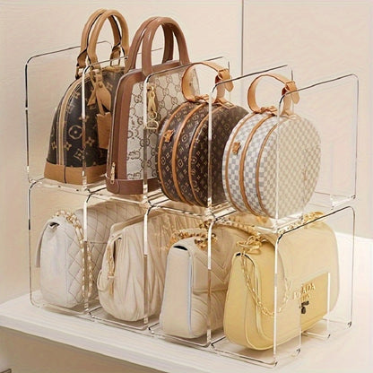 Purse Organizer for Closet 4-Pack, Clear Plastic Bag Storage Divider Shelf, Handbag Holder for Wardrobe