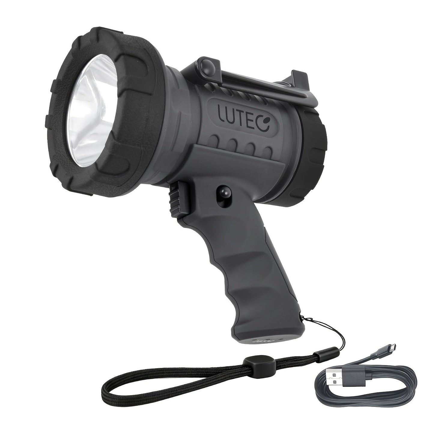 Rechargeable Spotlight Flashlight 1500LM Extremely Bright Handheld Searchlight, 4 Modes, Foldable Stand