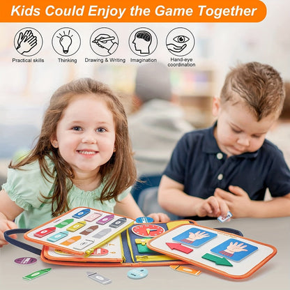 Montessori Busy Board for Toddlers Ages 1 2 3 4, Sensory Activity Learning Toy with Zipper Buckle Button Lace Snap