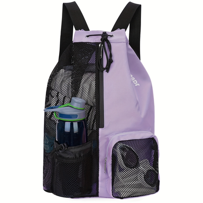 Mesh Drawstring Swim Bag – Quick-Dry Sports Backpack with Wet Pocket for Swimming, Gym & Beach, Lightweight Travel Bag for Women & Men