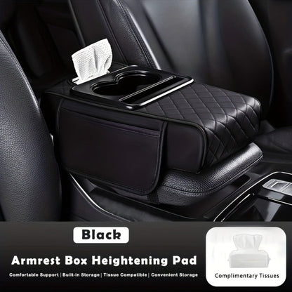 Center Console Armrest Organizer with Two Cup Holders, Tissue Slot, Side Pockets and Eight Color or Trim Options