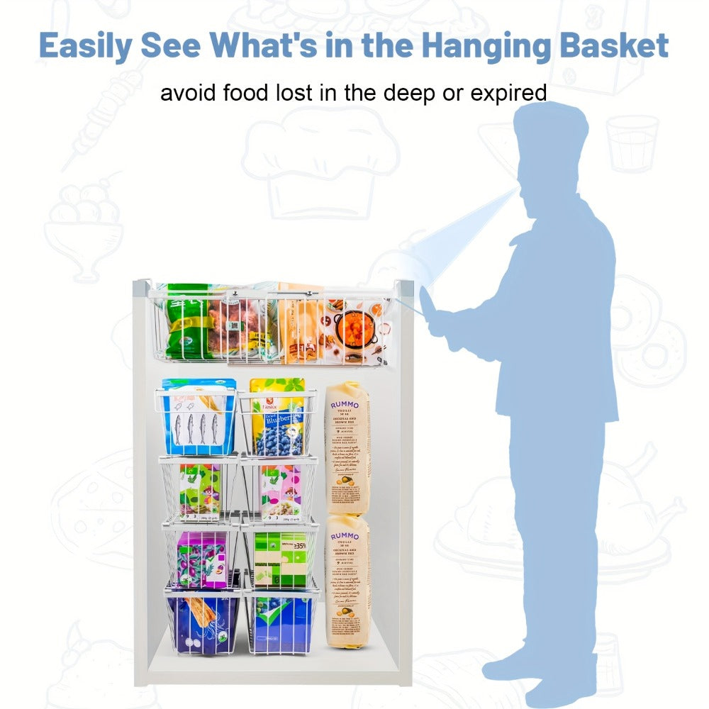 Freezer Organizer Bins, Expandable Chest Freezer Baskets with Hanging Handles – Adjustable Wire Basket 15.6" to 24.3"