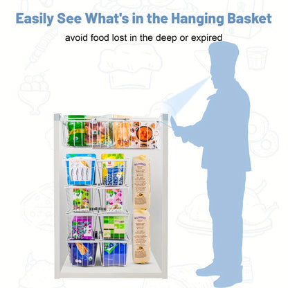 Freezer Organizer Bins, Expandable Chest Freezer Baskets with Hanging Handles – Adjustable Wire Basket 15.6" to 24.3"
