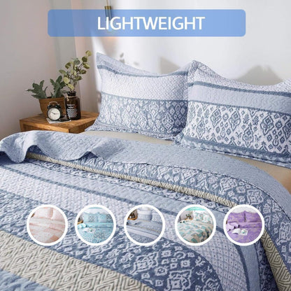 Floral Quilt Set Lightweight Bedspread Coverlet 2 or 3-Piece, All Season Hypoallergenic Breathable Paisley Patchwork Print Quilt for Bedroom