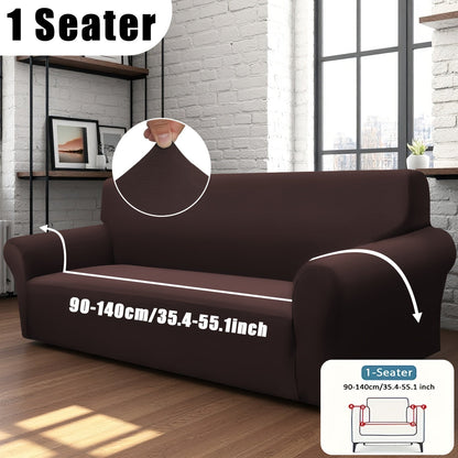 Sofa Cover Solid-Color Fitted Slipcover Options for 1, 2, 3 or 4-Seater Sofas and Separate Pillowcase