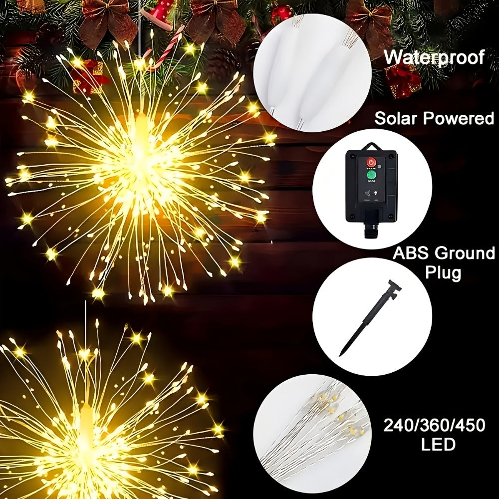 Solar Starburst Lantern Fairy Lights Outdoor 5 Pack 450 LED – Remote & Timer, 8 Modes, Adjustable Brightness