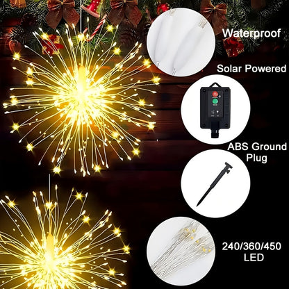 Solar Starburst Lantern Fairy Lights Outdoor 5 Pack 450 LED – Remote & Timer, 8 Modes, Adjustable Brightness