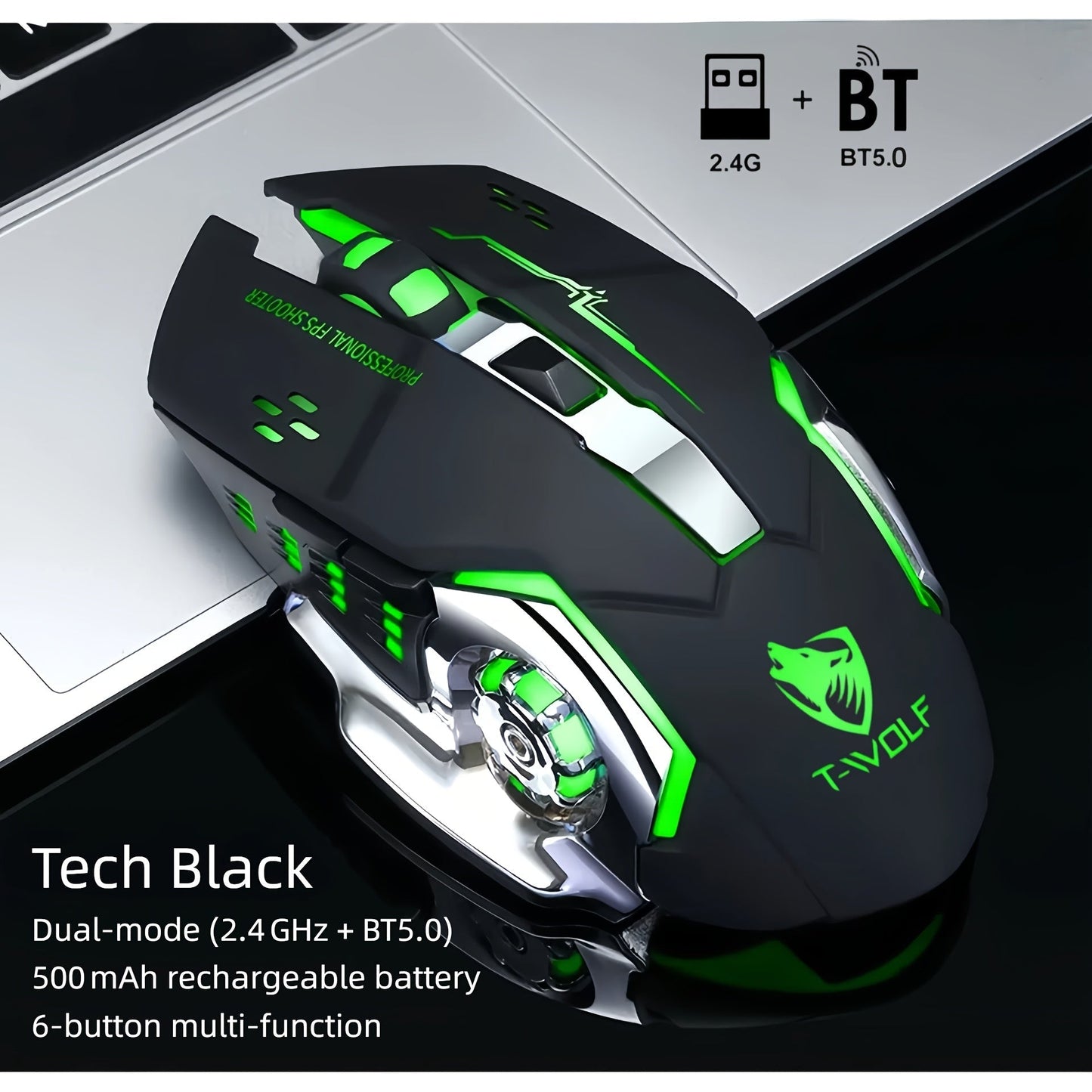 Bluetooth 5.0 2.4G Dual Mode Wireless RGB Gaming Mouse Silent 6 Button USB-C Rechargeable for an Everyday Personal Care Routine