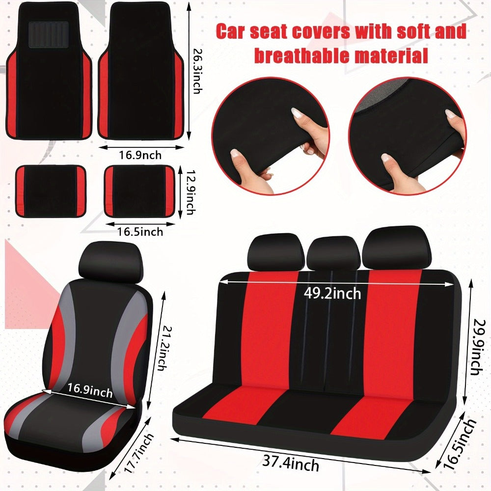 Car Seat Covers Fluffy Full-Cabin Accessory Set with Seat, Steering Wheel, Floor Mat and Belt Pieces