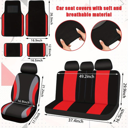Car Seat Covers Fluffy Full-Cabin Accessory Set with Seat, Steering Wheel, Floor Mat and Belt Pieces