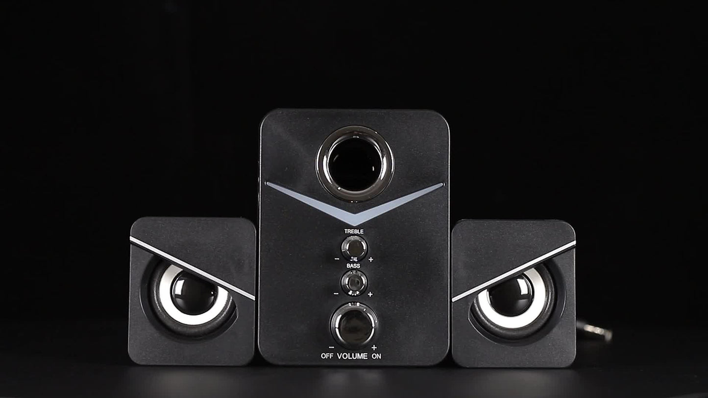 3-Piece Desktop Speaker System with Subwoofer | USB Powered PC Speakers, 3.5mm Audio Jack, Independent Bass & Treble Control