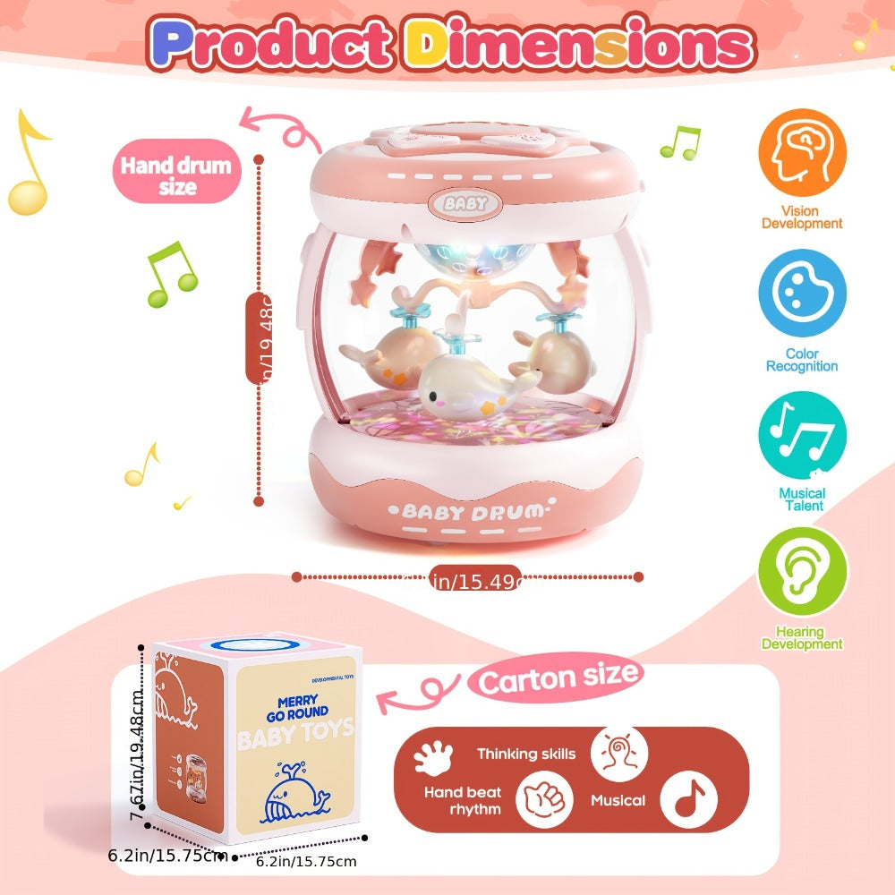 Baby Rotating Projector Music Toy 3 Months+, Interactive Animal Sounds & Lights, Multi-Functional Sensory Learning Toy for Infants