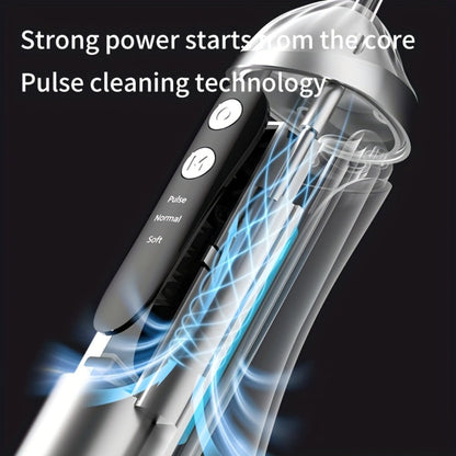 Water Flosser Portable Three-Mode Oral Irrigator with Brush Head Attachment, USB Charging and White, Black or Pink Options