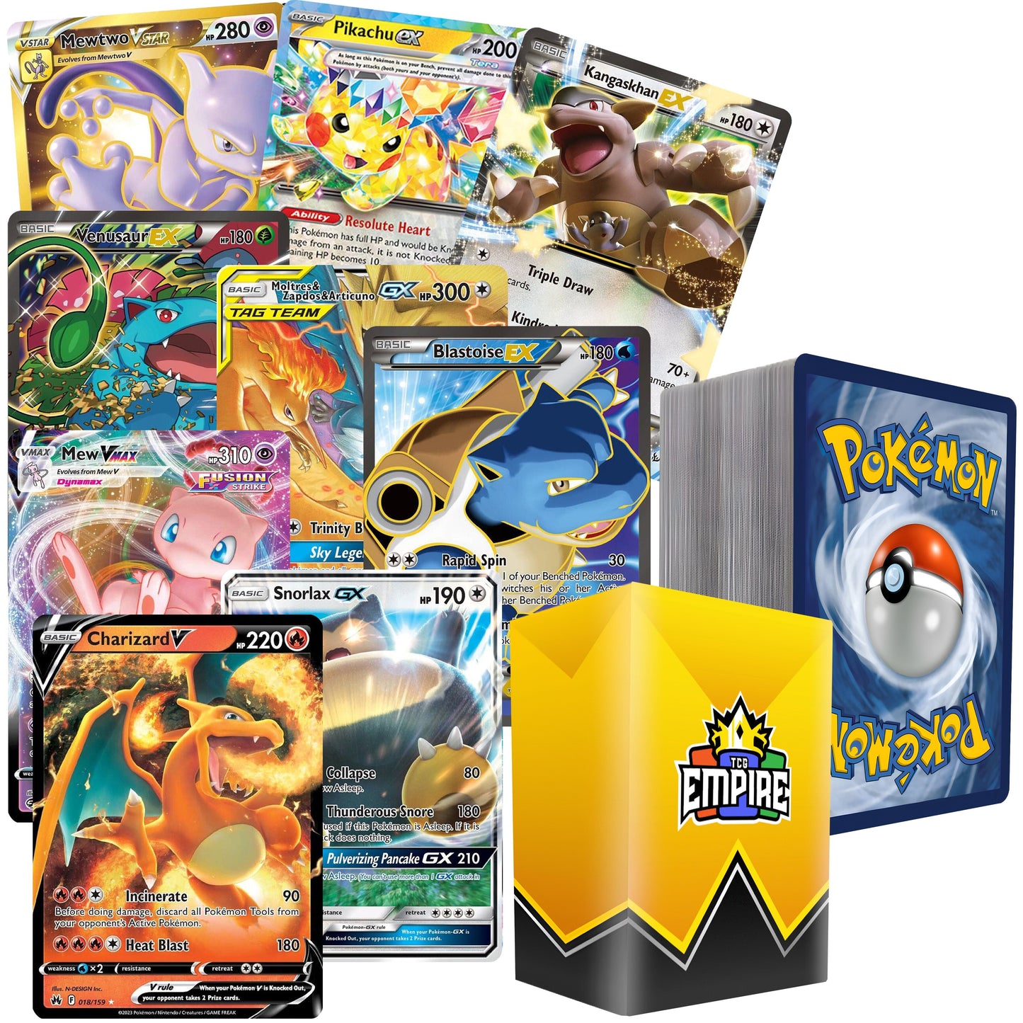 Pokemon 151 Classics Bundle 100+ Cards, Charizard Mewtwo Pikachu Ultra Rare, 10 Holos & Rares, Kanto Collector Gift Set with Storage Box