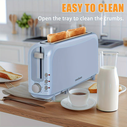 2-Slice Toaster Slim Ultra-Thin Design, 6 Browning Settings, 10" Long Slot, Reheat & Defrost Functions