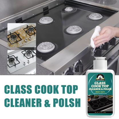 Glass Cooktop Cleaner and Polish – Powerful Stain Remover, Removes Oil Film, Water Spots & Burnt-On Residue