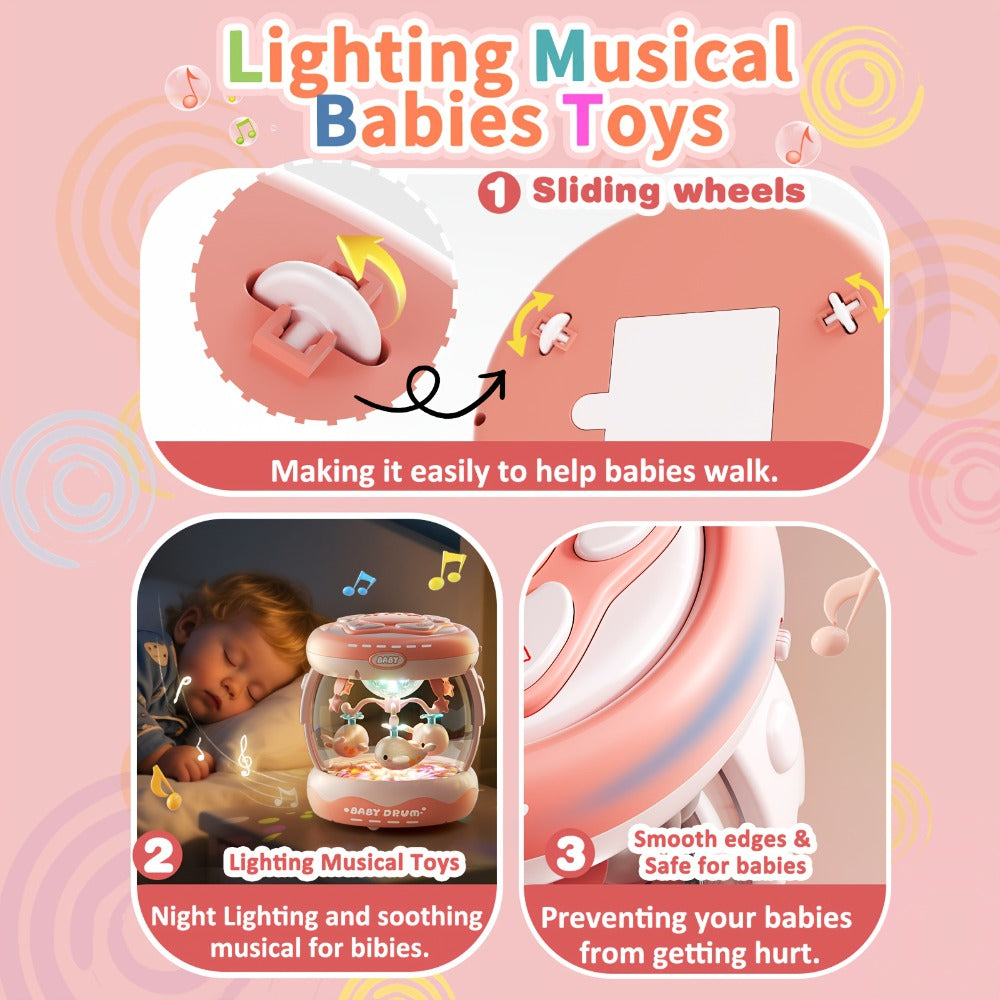 Baby Rotating Projector Music Toy 3 Months+, Interactive Animal Sounds & Lights, Multi-Functional Sensory Learning Toy for Infants