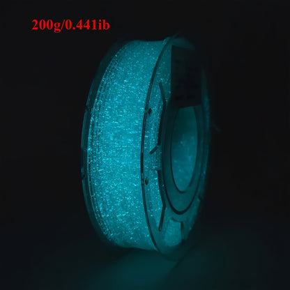 Glow in the Dark PLA Filament 1.75mm 200g UV Reactive Soft Flexible High Precision ±0.02mm Green Blue Luminescent Spool Compatible with Most