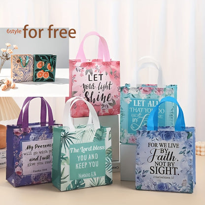 Bible Verse Tote Bags Bulk 32 Pcs Floral Religious Gift Bags with Handles with the Listed Color, Size or Set Options for Everyday Carry