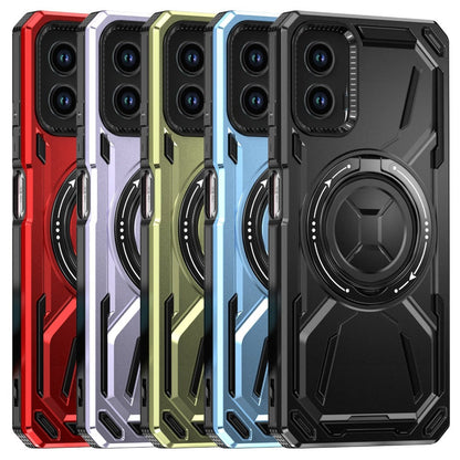 Phone Case Ring Stand Cover with Tempered Glass Protector for Motorola Moto G 5G 2024 in Four Colors