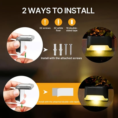 Solar LED Deck and Step Light Set in 8-, 16- or 32-Piece Packs with Black, White or Brown Shells