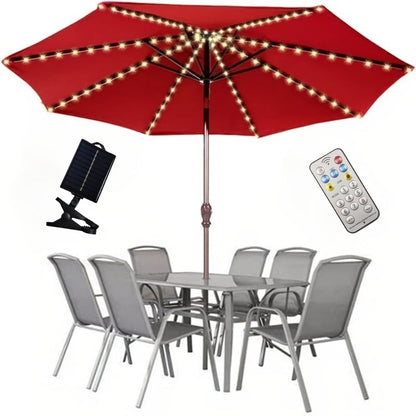 Solar Patio Umbrella Light 104 LED, 8 Modes Remote Control Outdoor Market Umbrella Lamp, Solar Powered White Light for Backyard