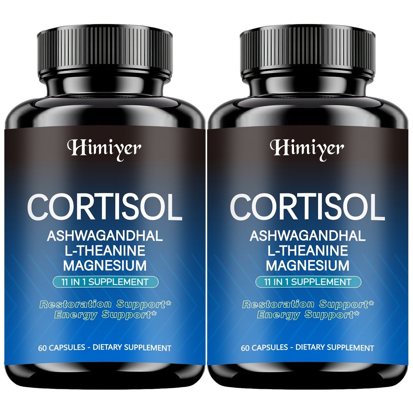 Dietary Supplement Capsules with Himiyer Label, Ashwagandha, L-Theanine, Magnesium and 60 Count