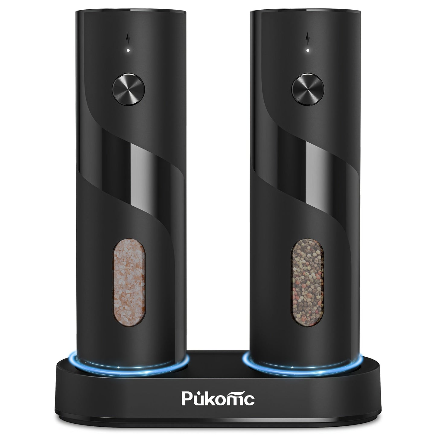 Electric Pepper Grinder Set USB-C Rechargeable with LED Light Ceramic Core Adjustable for Grilling, Camping and Outdoor Meals