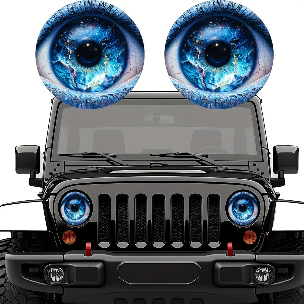 3D Beast Eye Headlight Stickers – Funny Car Headlight Decals for Jeep Round Headlights, Truck Body, Bumper & Window Decoration
