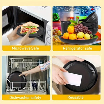 Wheat Straw Dinnerware Set Unbreakable 16 or 32-Piece Service for 4 or 8, Lightweight Dishwasher Microwave Safe Dish Set with Plates Bowls