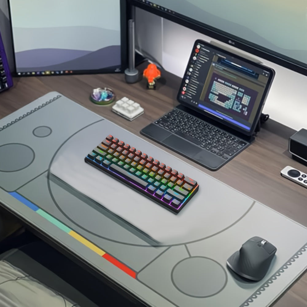 Mechanical Keyboard 61-Key Compact Wired Layout with Blue Switches, RGB Backlighting and Four Color Options