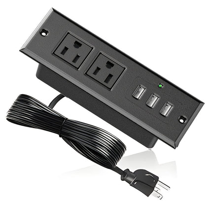 Recessed Power Strip Flush Mount Desk Outlet - 2 AC Outlets & 3 USB-A Ports for an Everyday Personal Care Routine
