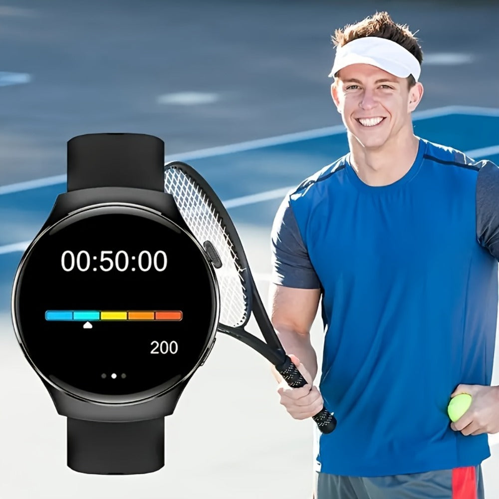 Smartwatch Alarm with Silicone Strap – Wireless Calling, Pedometer, Calorie Tracker, Music Playback, Remote Camera & Multi-Sport Modes