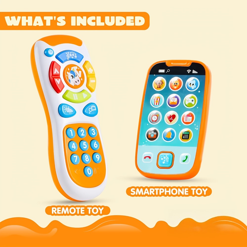 Baby Smartphone & Remote Control Toy Set with Horse, Pretend Play Phone with Music, Sound Effects & Learning Features